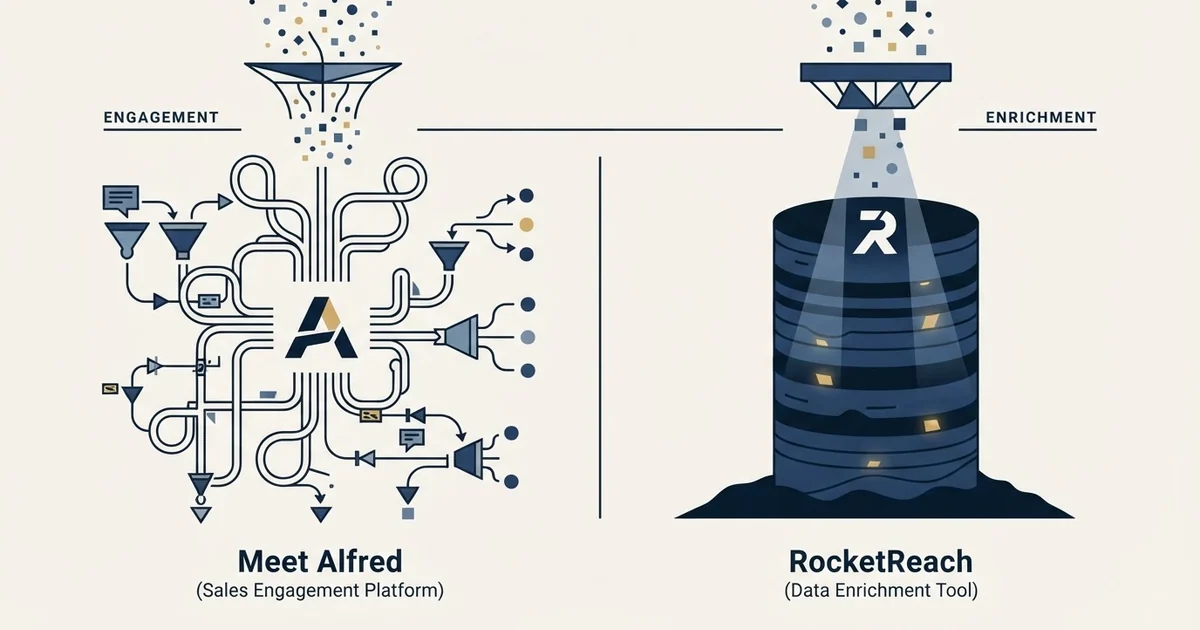 Editorial illustration for Meet Alfred vs RocketReach