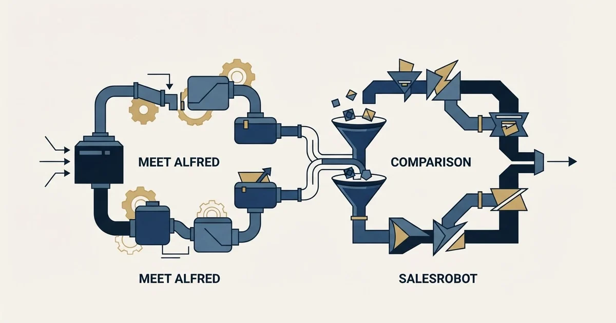 Editorial illustration for Meet Alfred vs SalesRobot