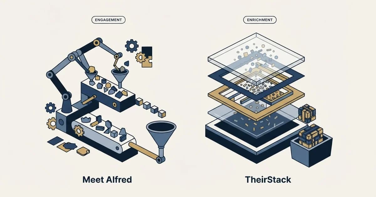 Editorial illustration for Meet Alfred vs TheirStack