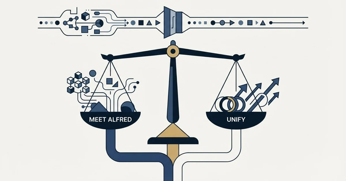Editorial illustration for Meet Alfred vs Unify