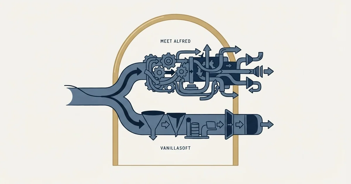 Editorial illustration for Meet Alfred vs Vanillasoft