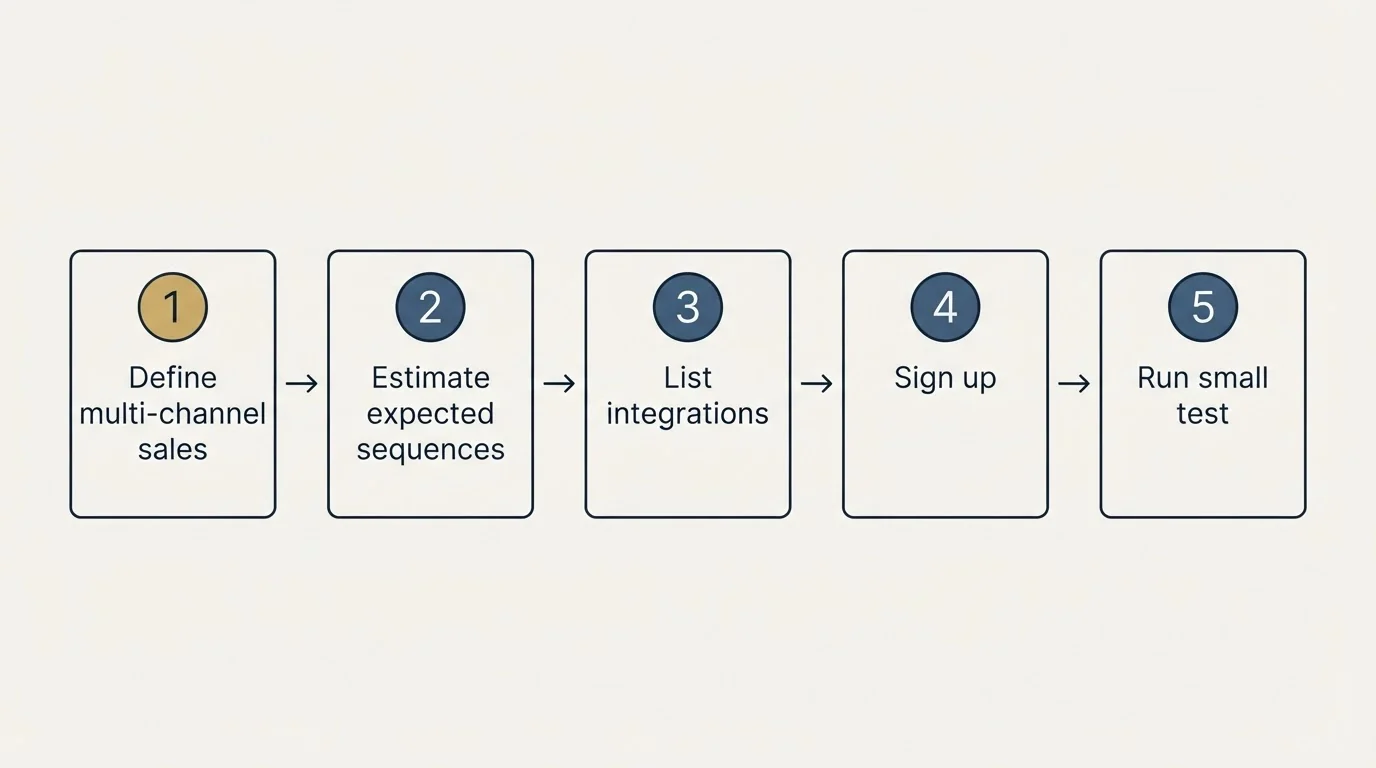 Step sequence: Getting Started Checklist (Define multi-channel sales, Estimate expected sequences, List integrations, Sign up)