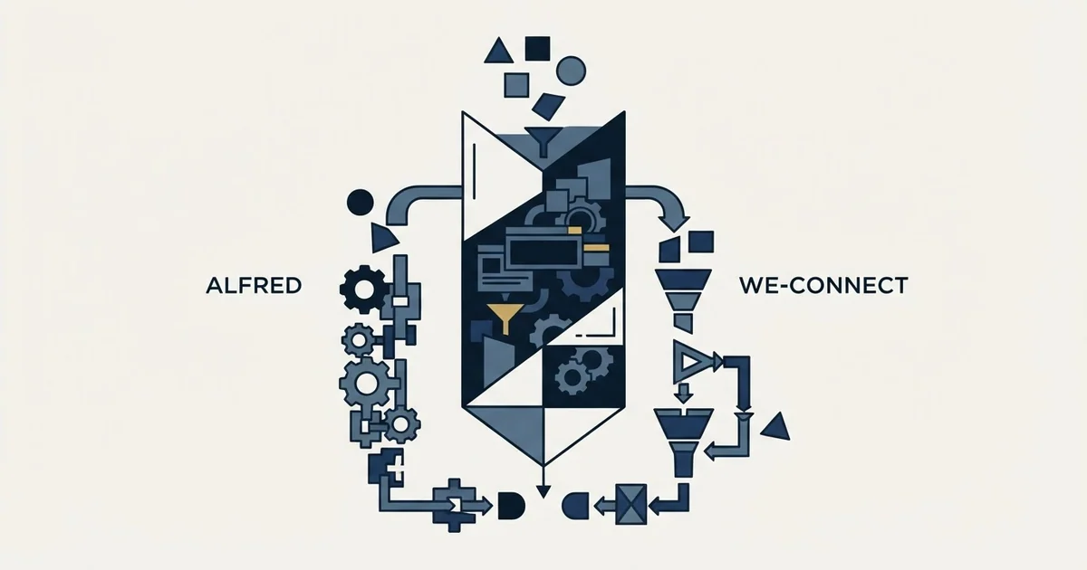 Editorial illustration for Meet Alfred vs We-Connect