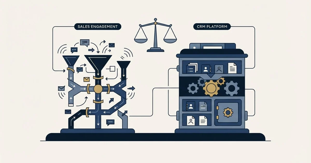Editorial illustration for Meet Alfred vs Zoho CRM