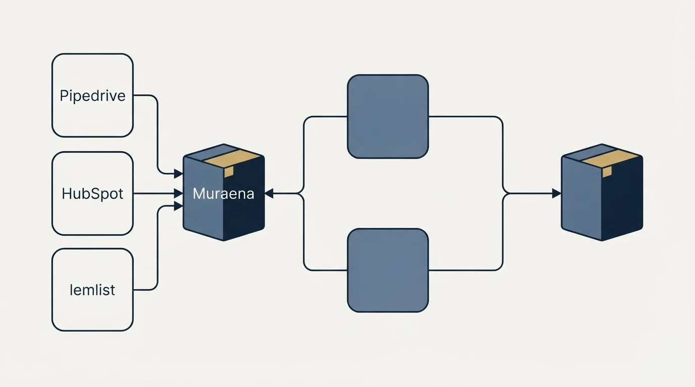 Integration flow: Integration Ecosystem (Muraena, Pipedrive, HubSpot, lemlist)