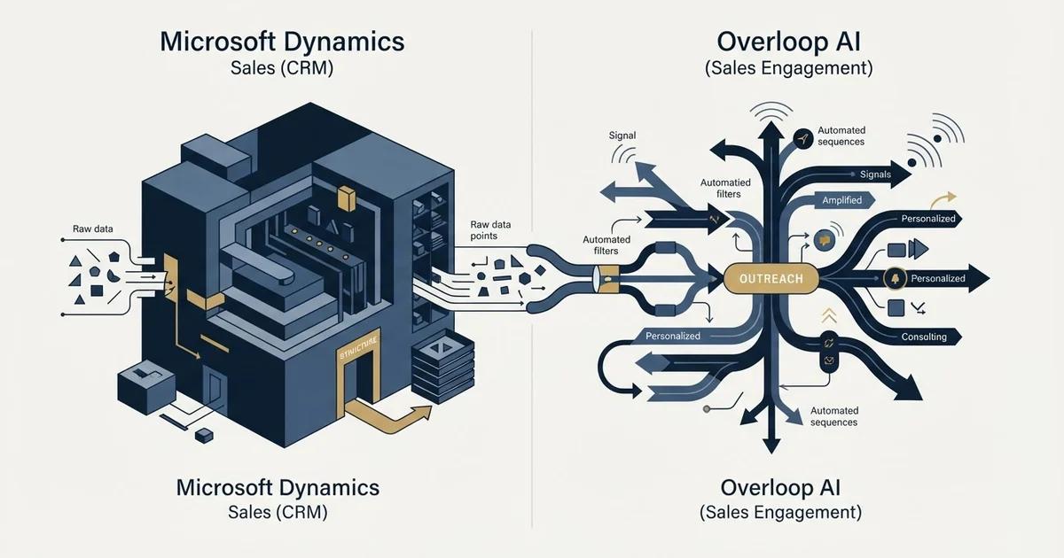 Editorial illustration for Microsoft Dynamics Sales vs Overloop AI