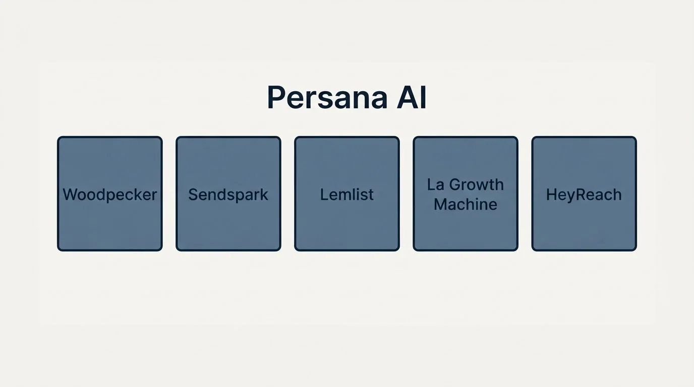 Integration schematic: Integration Ecosystem (Persana AI, Woodpecker, Sendspark, Lemlist)
