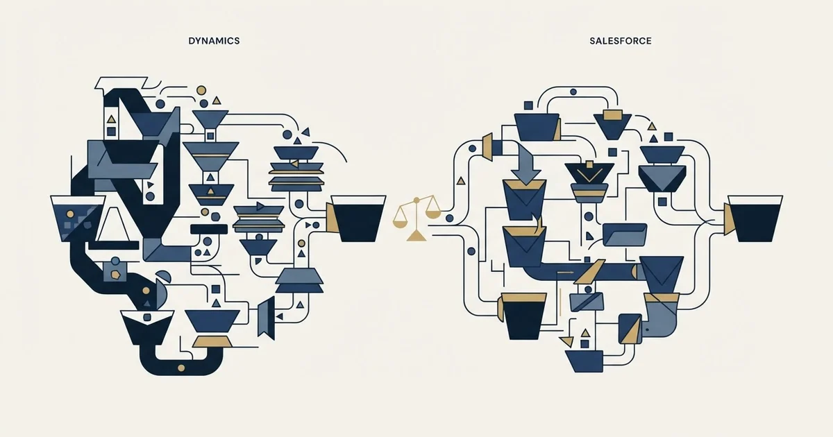 Editorial illustration for Microsoft Dynamics Sales vs Salesforce