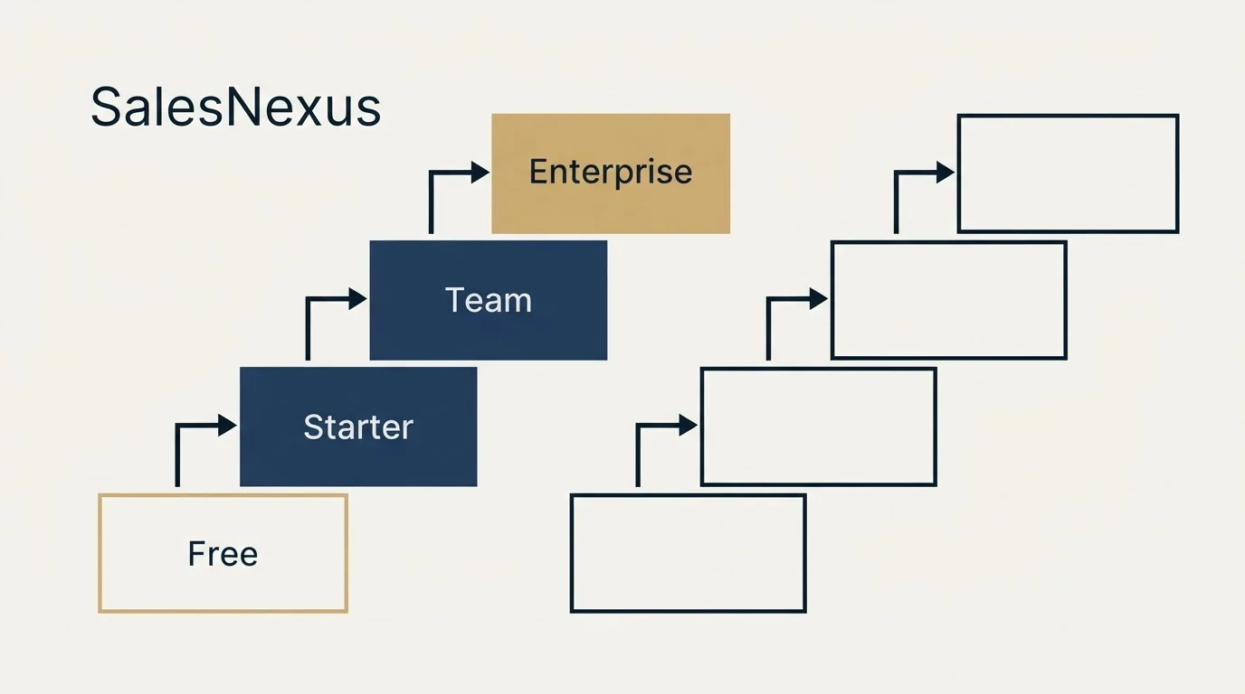 Pricing ladder: Pricing Comparison (SalesNexus, Free, Starter, Team)