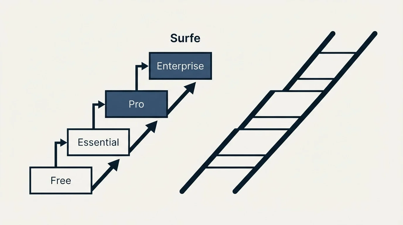 Pricing ladder: Pricing Comparison (Surfe, Free, Essential, Pro)
