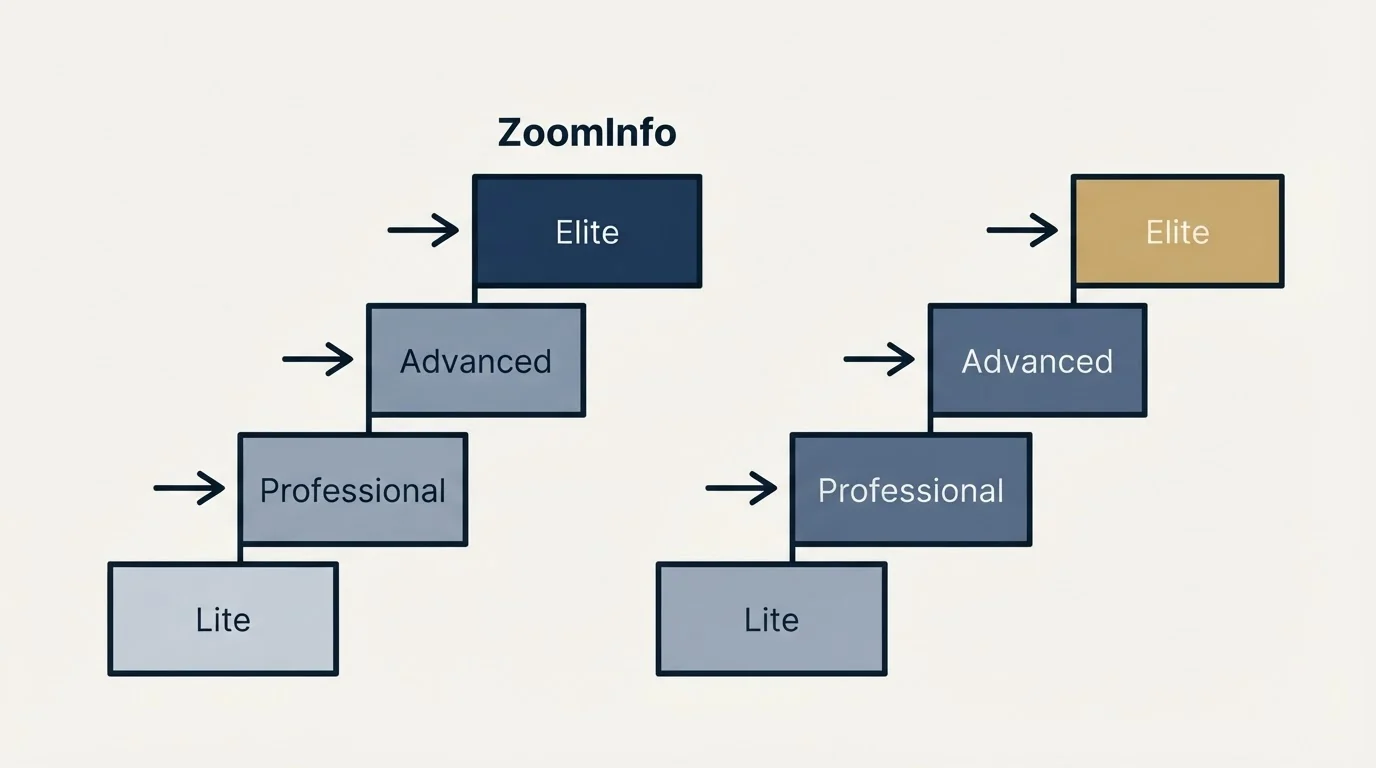 Pricing ladder: Pricing Comparison (ZoomInfo, Lite, Professional, Advanced)