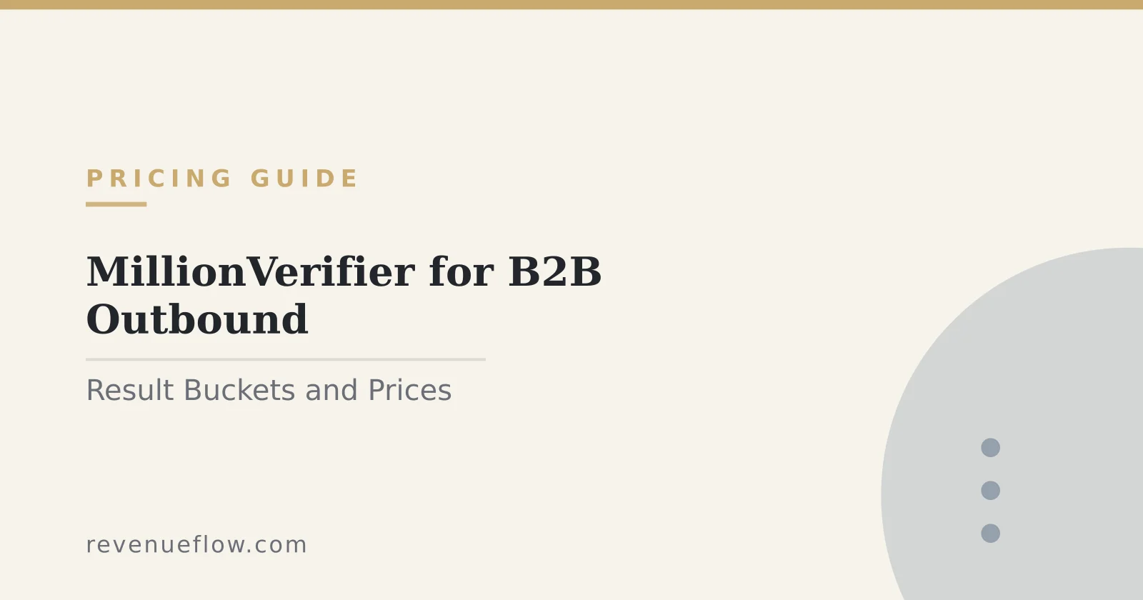 Branded cover: MillionVerifier for B2B Outbound: Result Buckets, Credit Prices, and Who Should Skip It