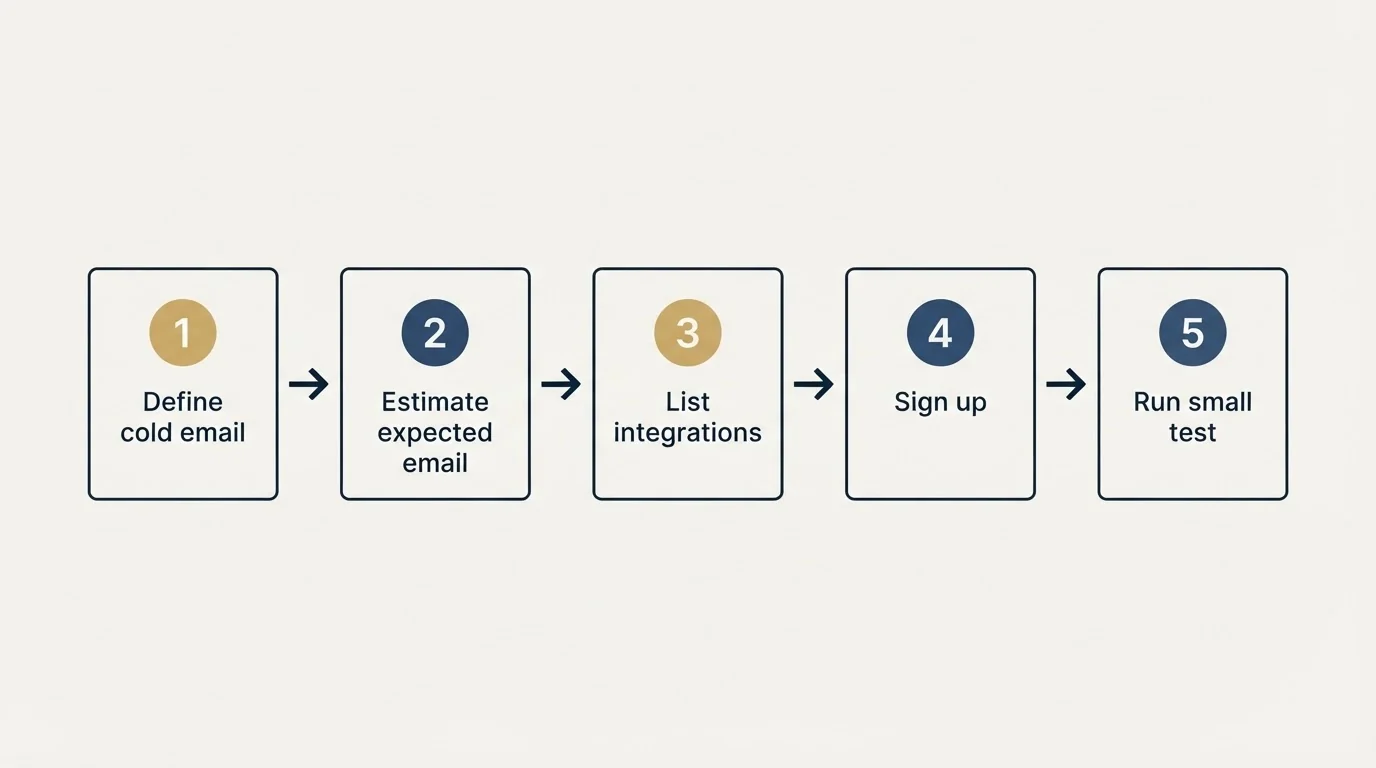 Step sequence: Getting Started Checklist (Define cold email, Estimate expected email, List integrations, Sign up)