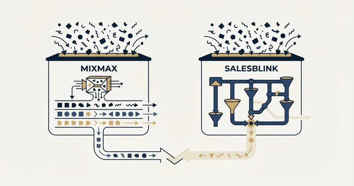 Editorial illustration for Mixmax vs SalesBlink