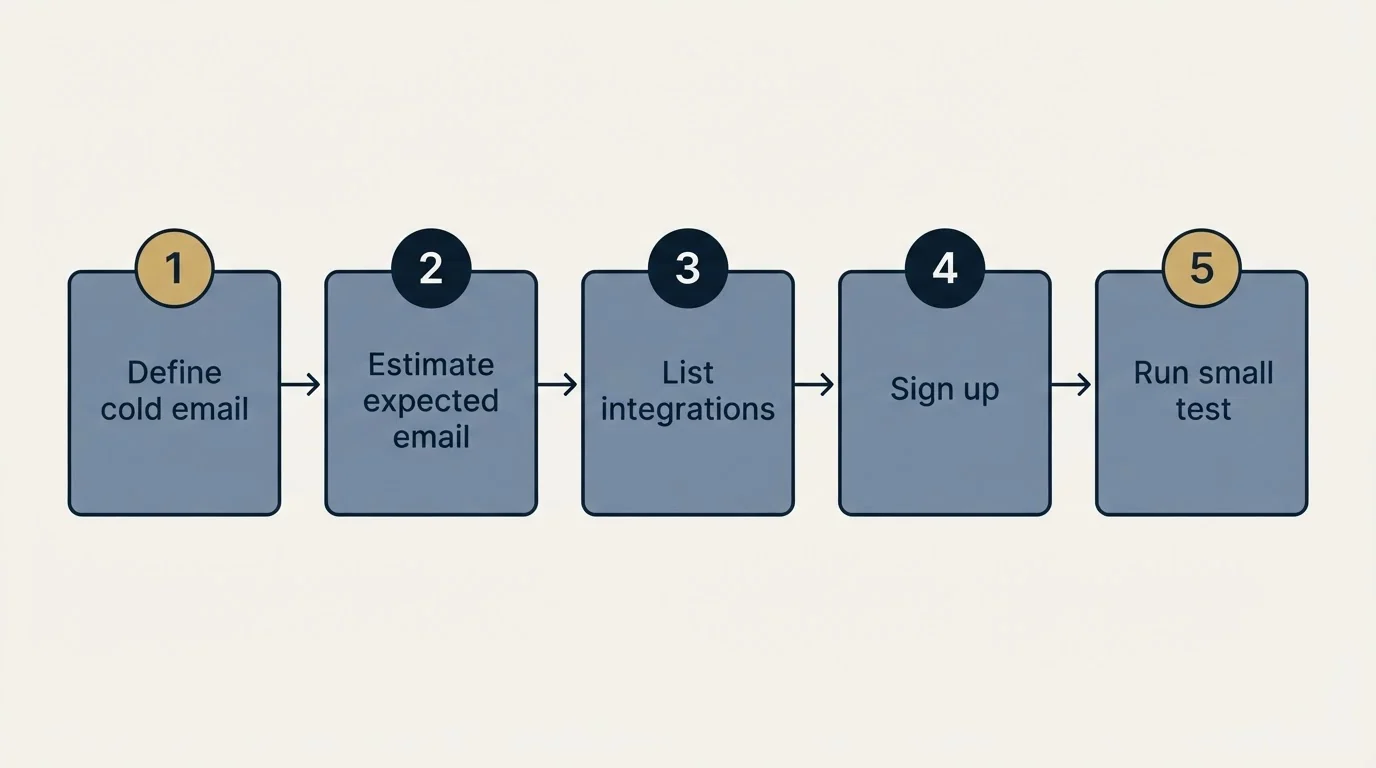 Step sequence: Getting Started Checklist (Define cold email, Estimate expected email, List integrations, Sign up)