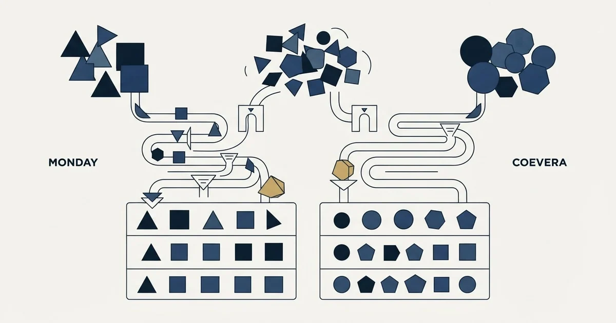 Editorial illustration for Monday CRM vs Coevera