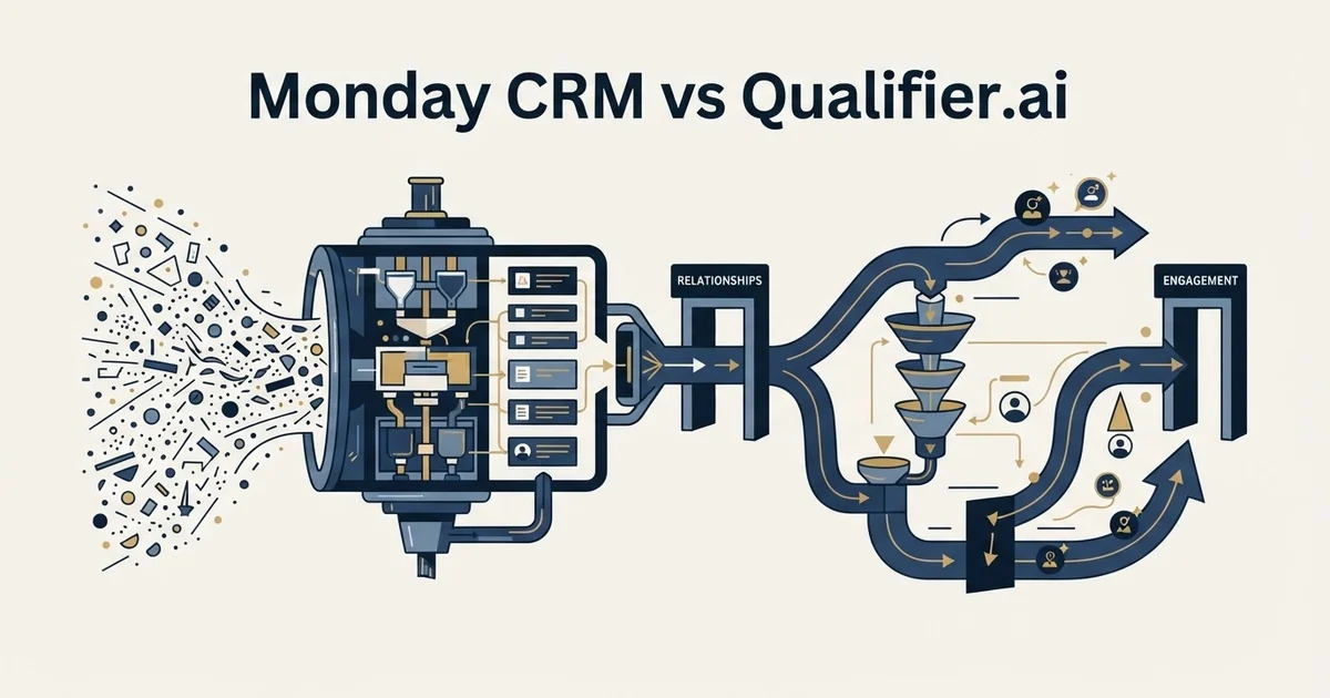 Editorial illustration for Monday CRM vs Qualifier.ai