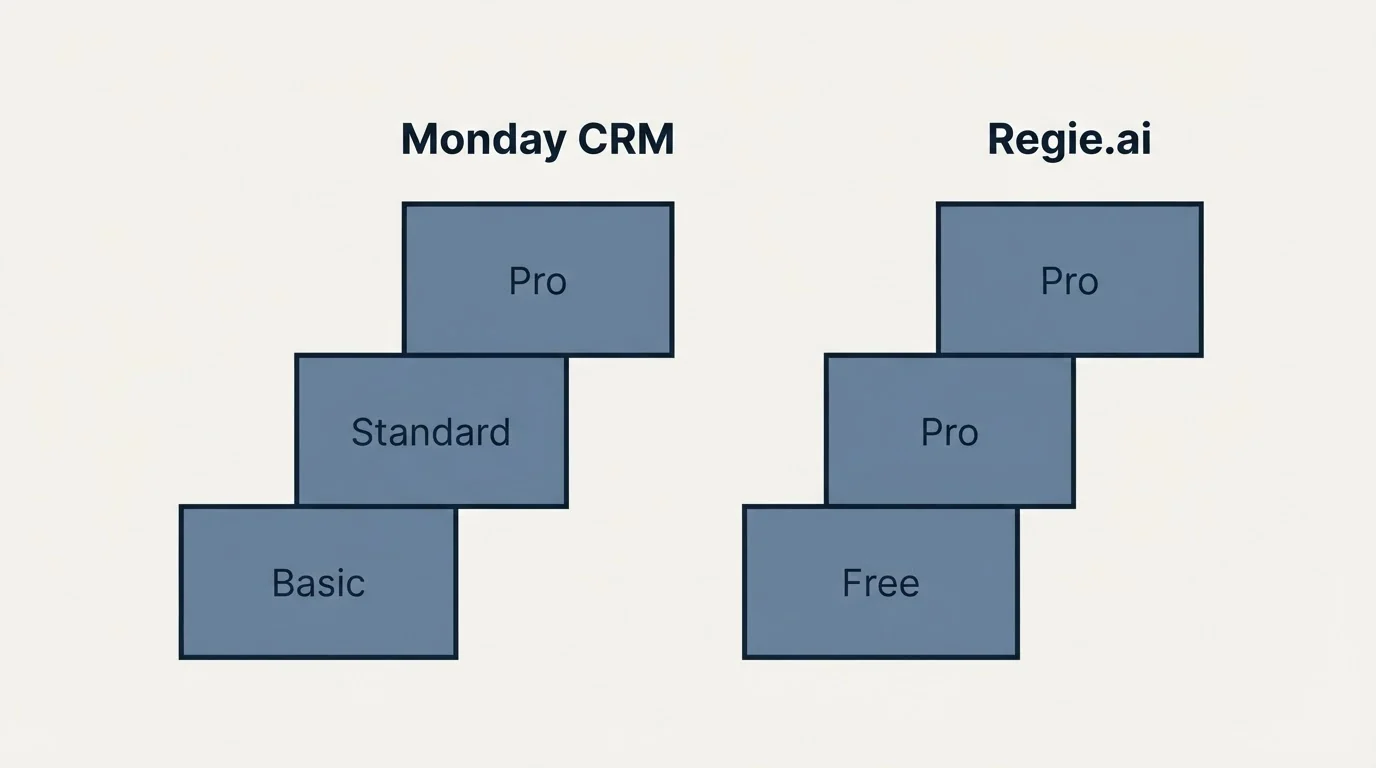 Pricing ladder: Pricing Comparison (Monday CRM, Regie.ai, Basic, Free)