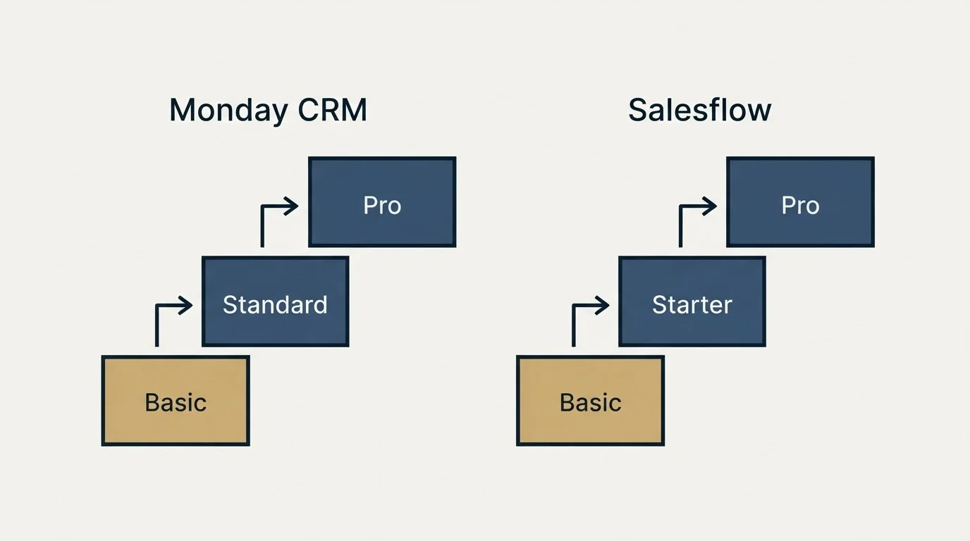 Pricing ladder: Pricing Comparison (Monday CRM, Salesflow, Basic, Standard)
