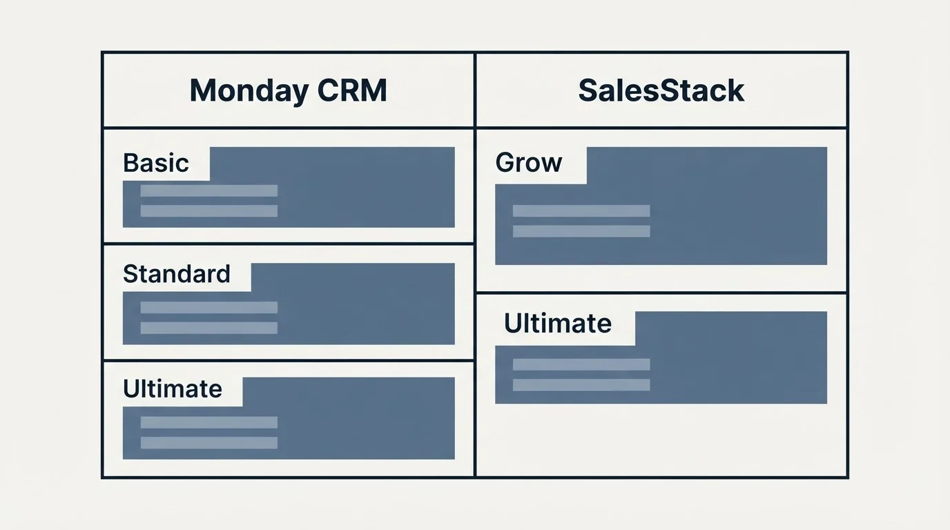 Pricing table: Pricing Comparison (Monday CRM, SalesStack, Basic, Grow)
