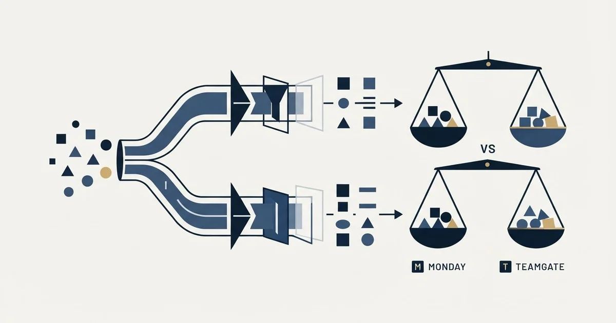 Editorial illustration for Monday CRM vs Teamgate