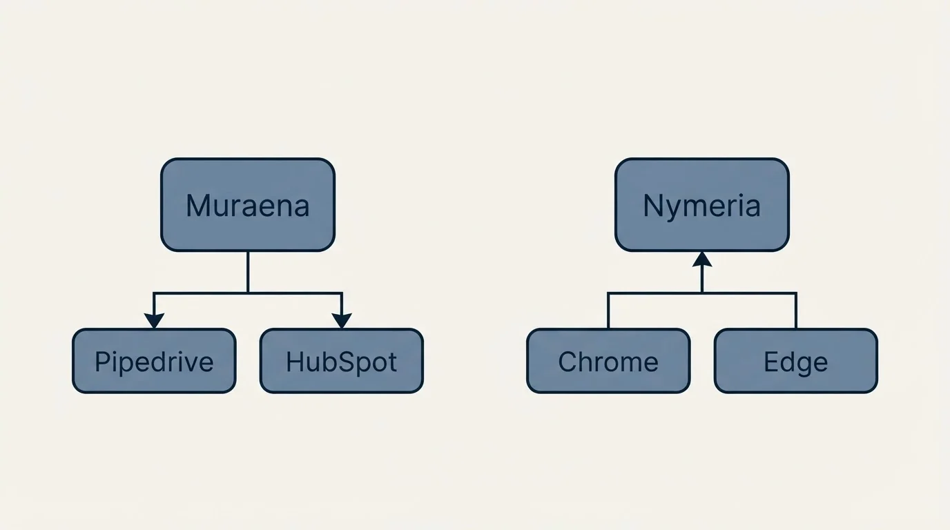 Integration schematic: Integration Ecosystem (Muraena, Nymeria, Pipedrive, Chrome)