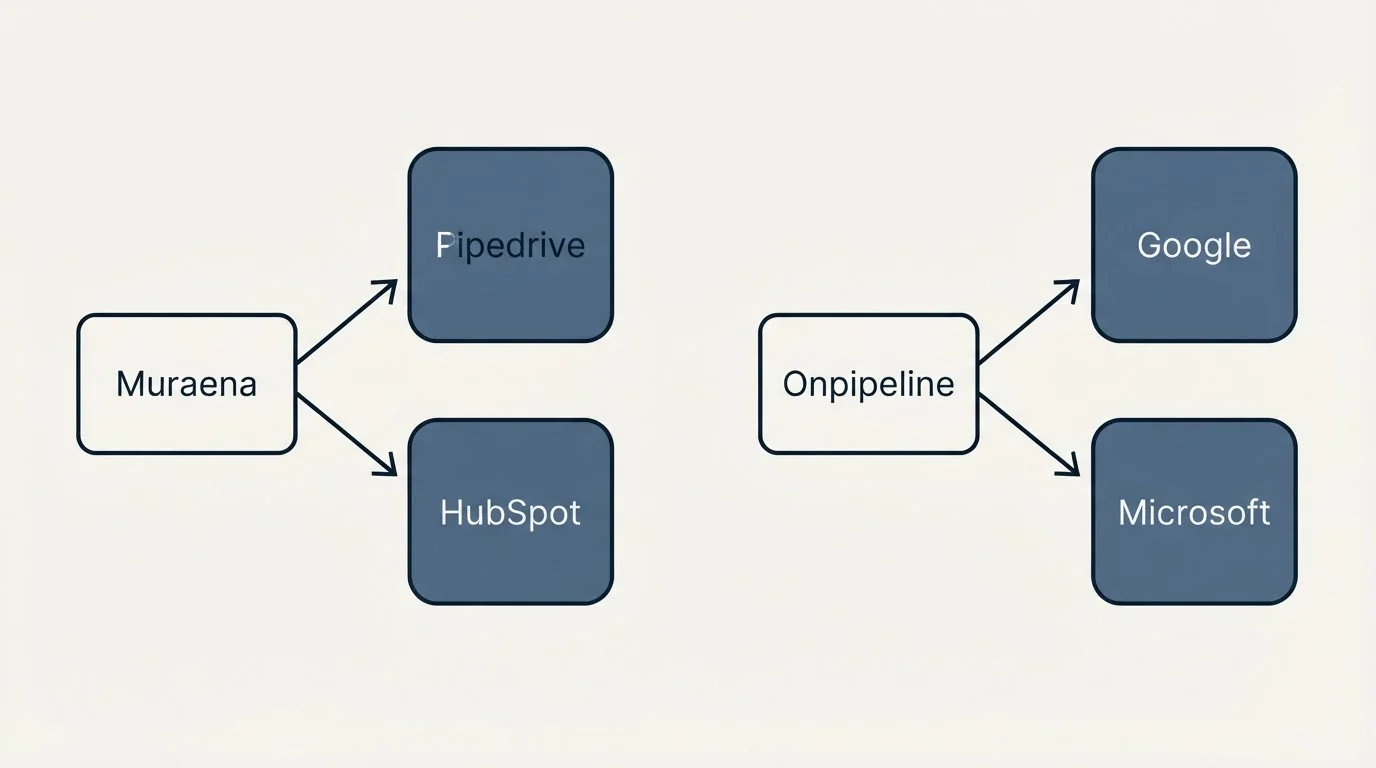 Integration schematic: Integration Ecosystem (Muraena, Onpipeline, Pipedrive, Google)