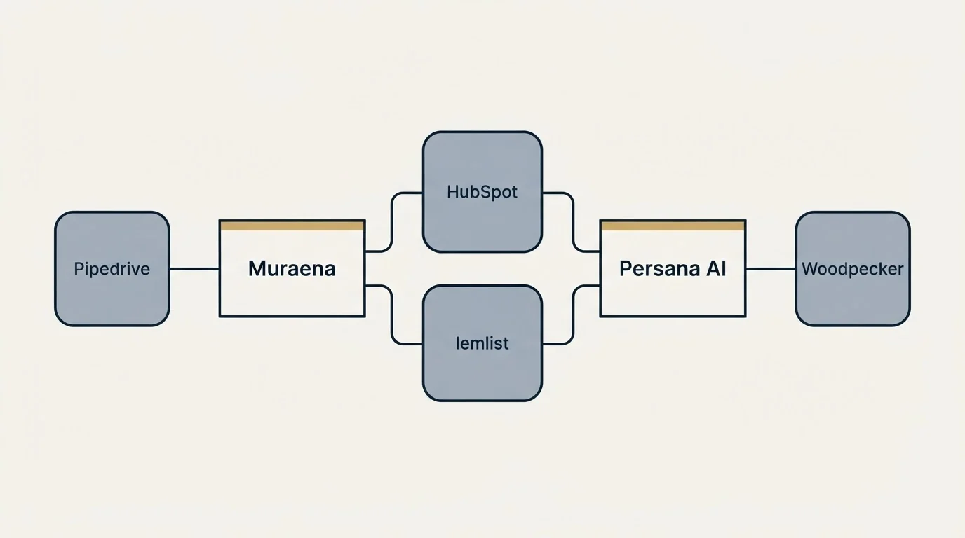 Integration schematic: Integration Ecosystem (Muraena, Persana AI, HubSpot, lemlist)