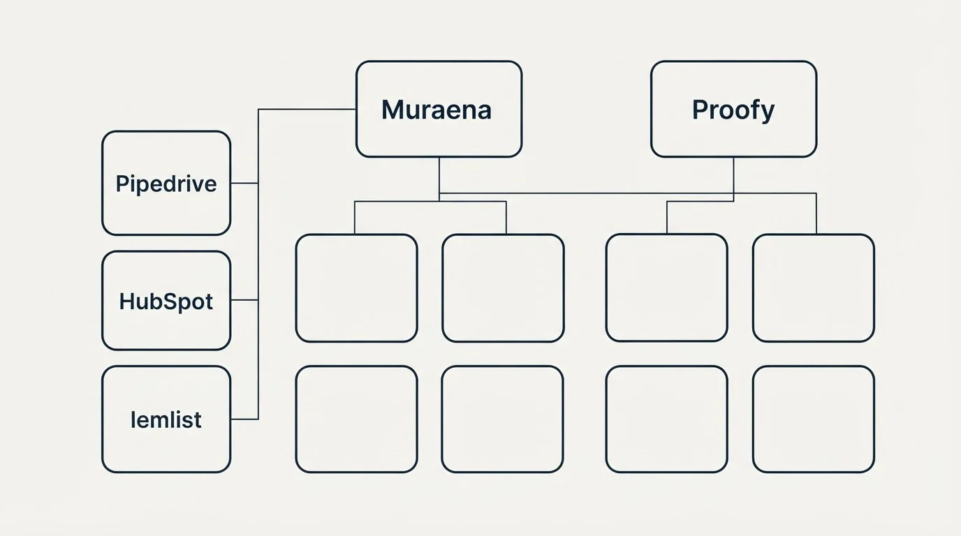 Integration grid: Integration Ecosystem (Muraena, Proofy, Pipedrive, HubSpot)