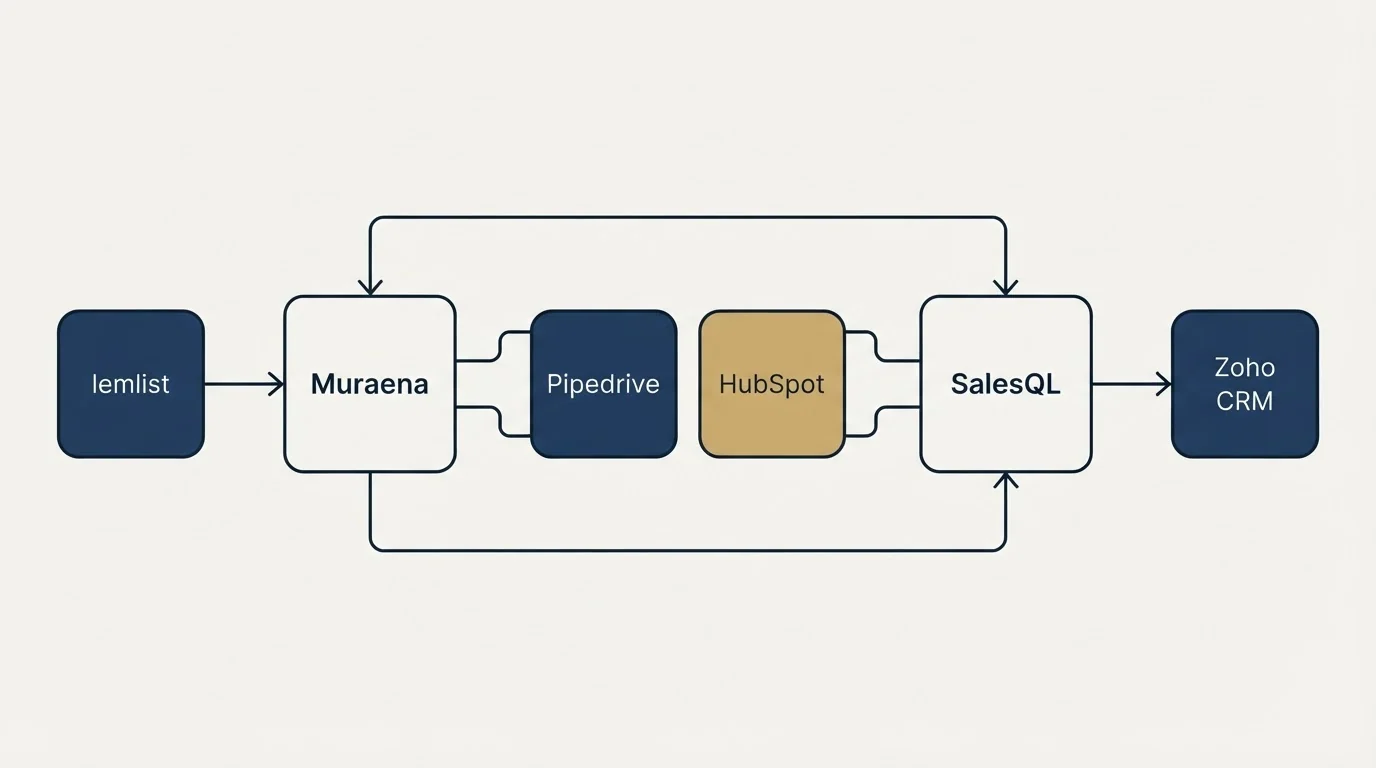 Integration schematic: Integration Ecosystem (Muraena, SalesQL, Pipedrive, HubSpot)