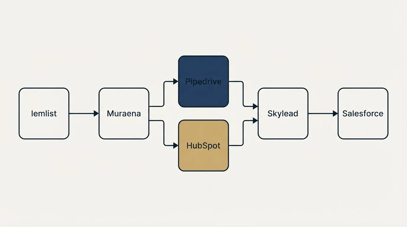 Integration flow: Integration Ecosystem (Muraena, Skylead, Pipedrive, HubSpot)