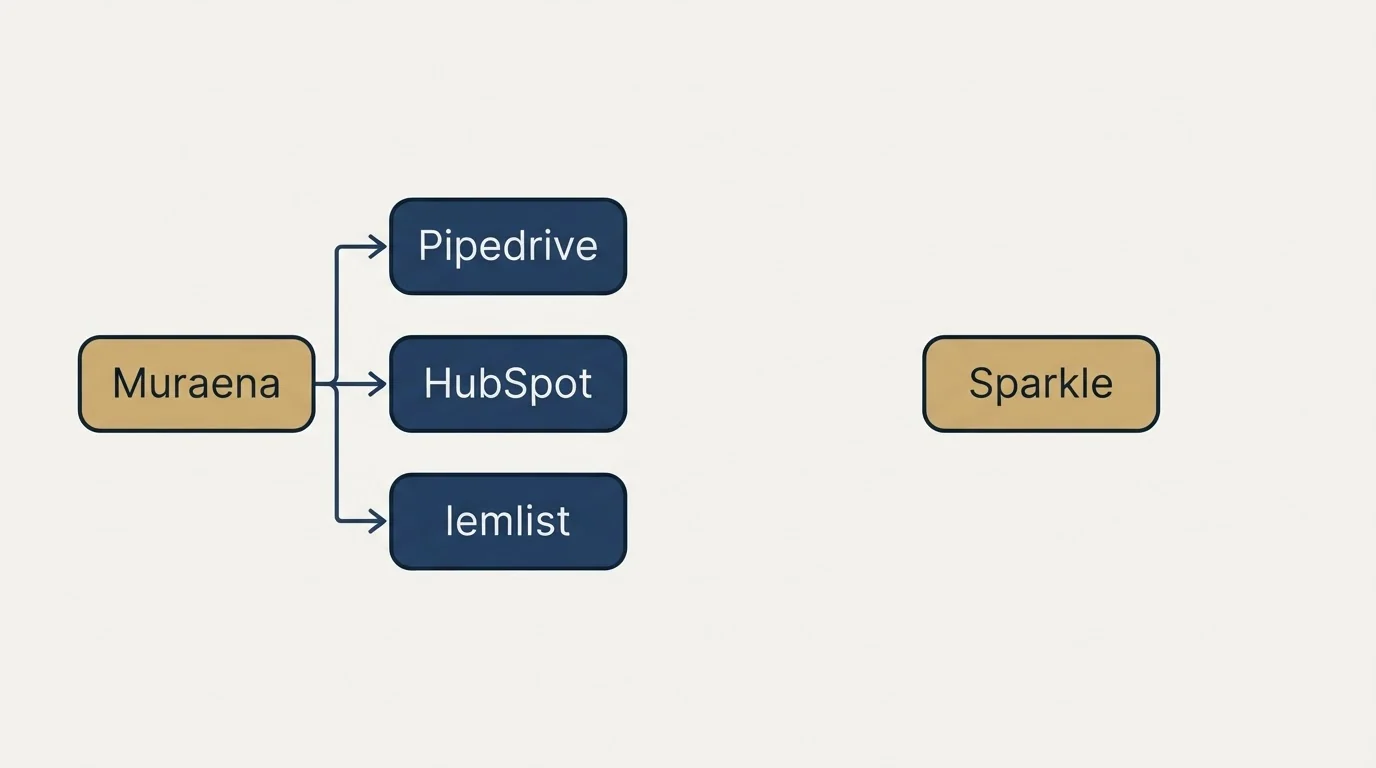 Integration grid: Integration Ecosystem (Muraena, Sparkle, Pipedrive, HubSpot)