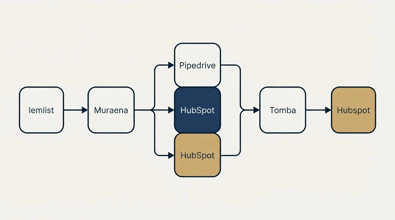 Integration flow: Integration Ecosystem (Muraena, Tomba, Pipedrive, HubSpot)