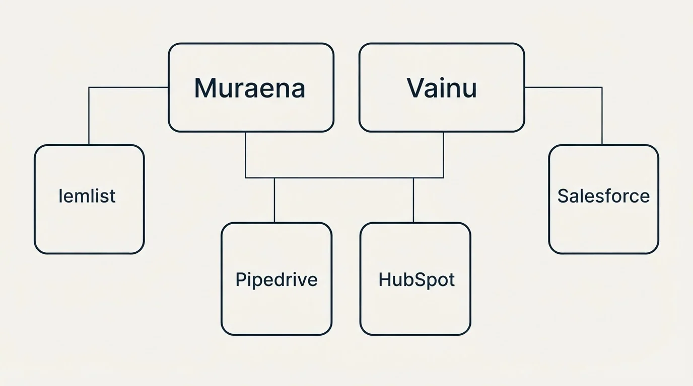 Integration grid: Integration Ecosystem (Muraena, Vainu, Pipedrive, HubSpot)
