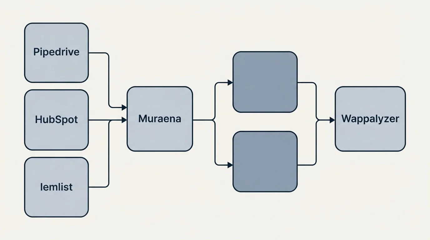 Integration flow: Integration Ecosystem (Muraena, Wappalyzer, Pipedrive, HubSpot)