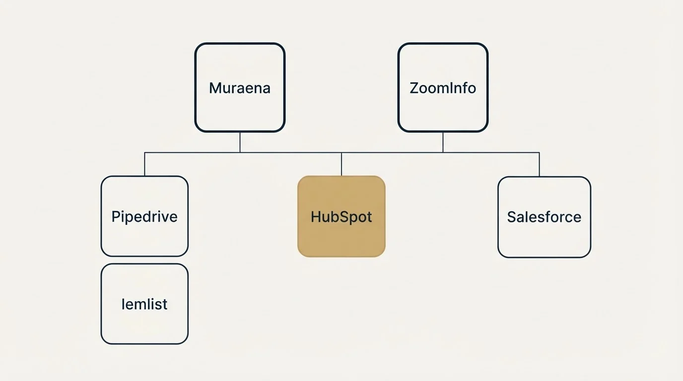 Integration grid: Integration Ecosystem (Muraena, ZoomInfo, HubSpot, Pipedrive)