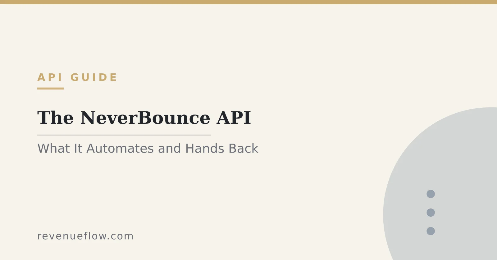 Branded cover: The NeverBounce API: What It Automates, and the Decisions It Hands Back