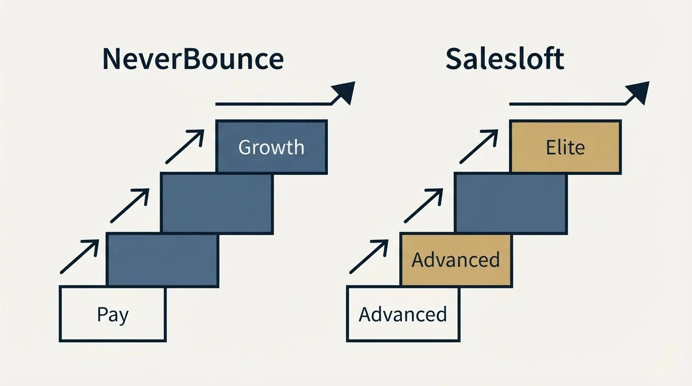 Pricing ladder: Pricing Comparison (NeverBounce, Salesloft, Pay, Advanced)