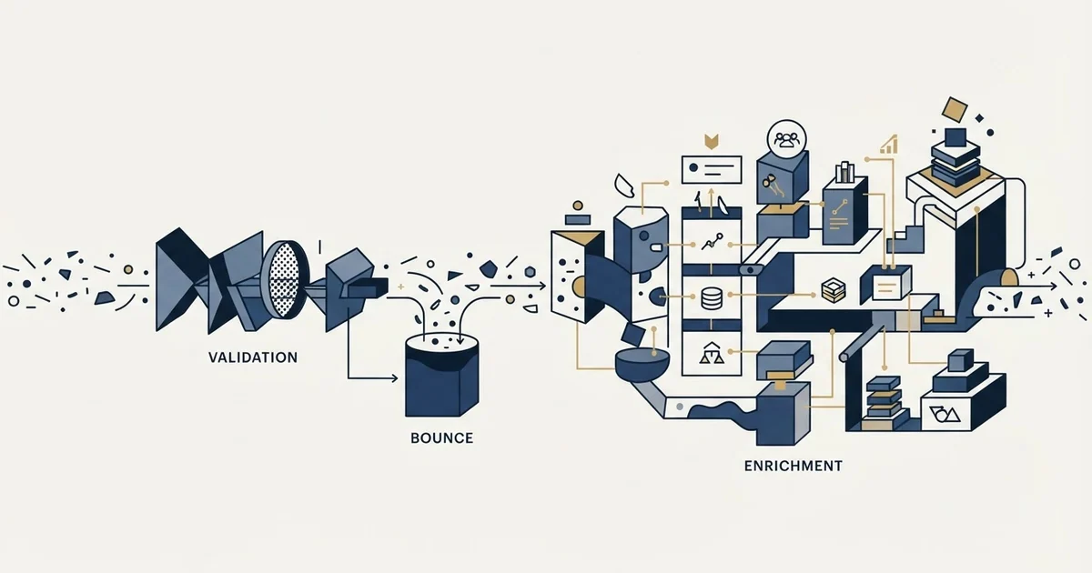 Editorial illustration for NeverBounce vs TheirStack