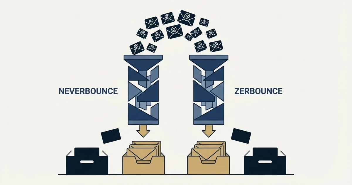 Editorial illustration for NeverBounce vs ZeroBounce