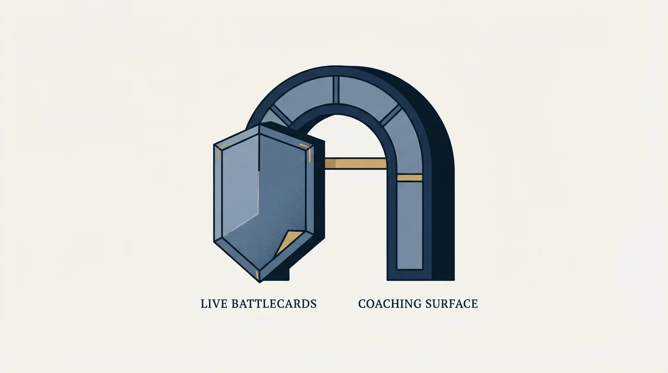 Section illustration: Live battlecards, and the coaching surface