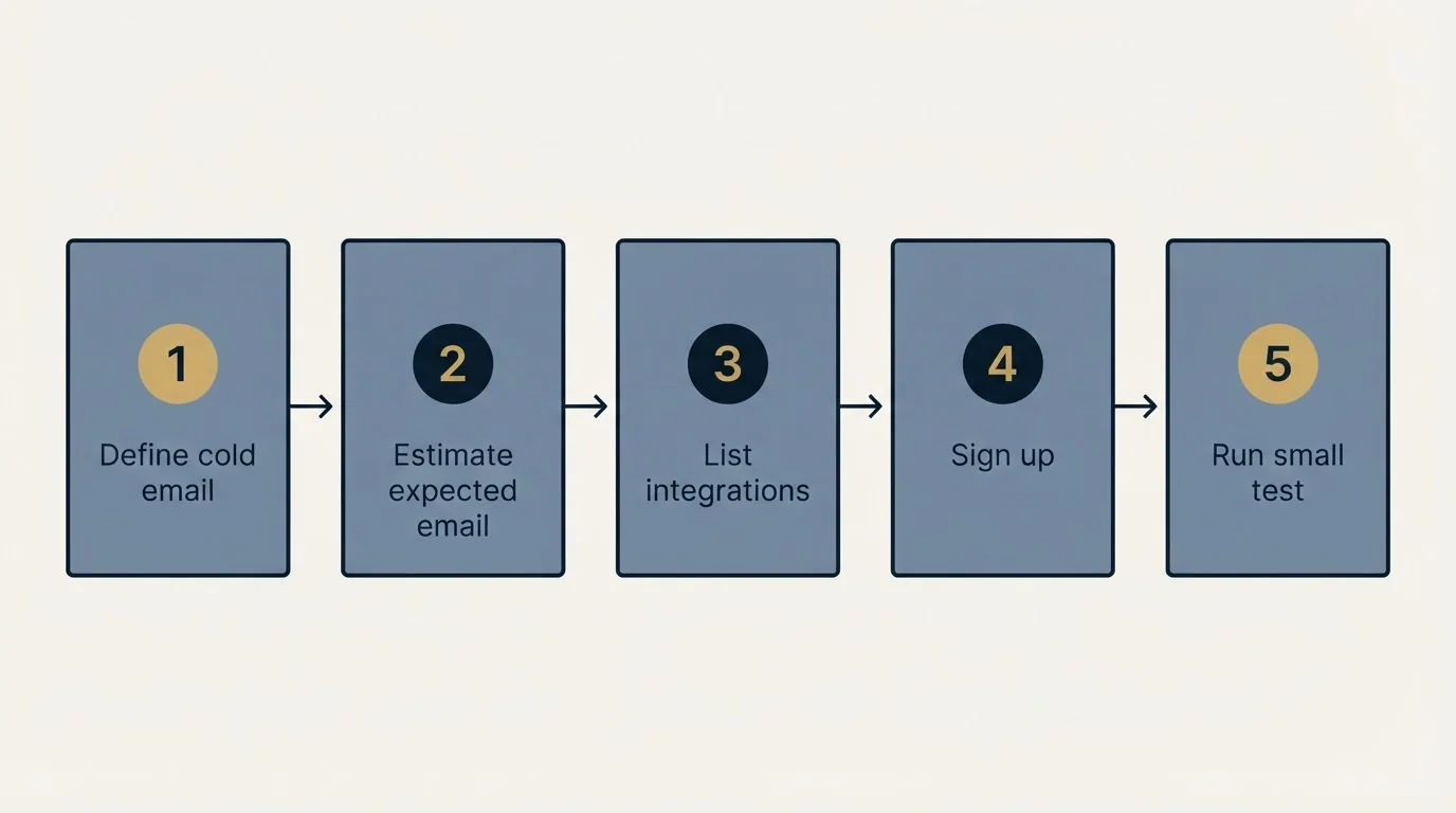 Step sequence: Getting Started Checklist (Define cold email, Estimate expected email, List integrations, Sign up)