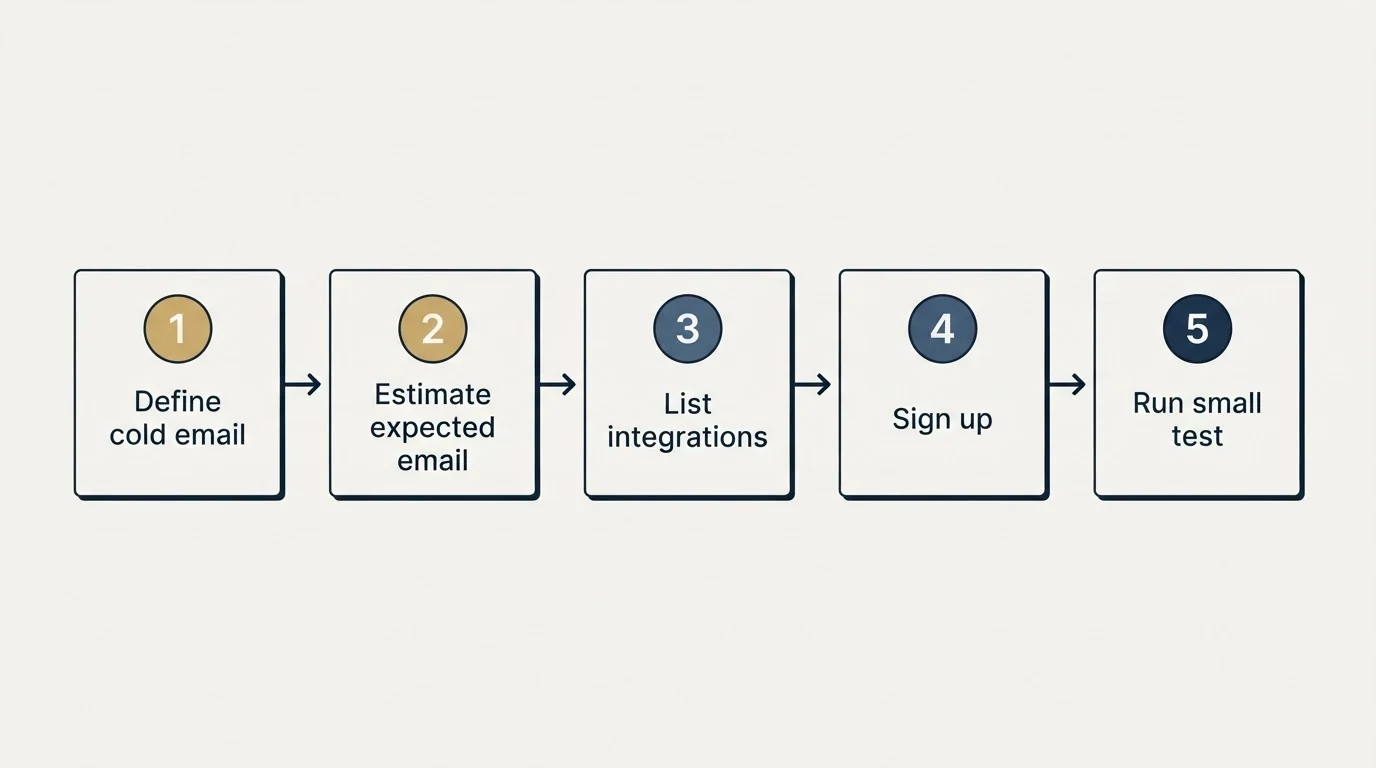 Step sequence: Getting Started Checklist (Define cold email, Estimate expected email, List integrations, Sign up)