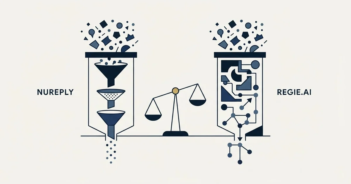Editorial illustration for NuReply vs Regie.ai