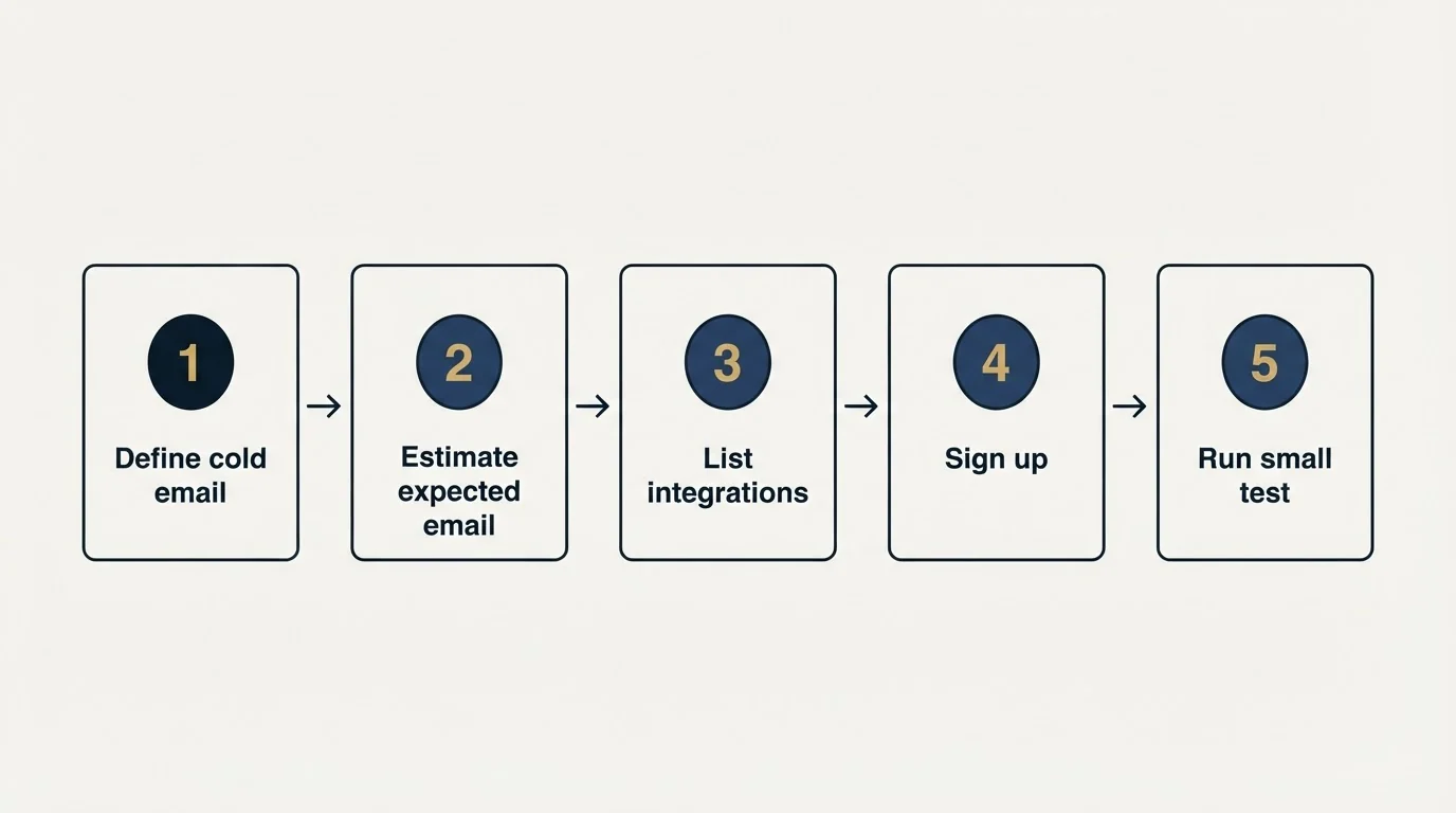 Step sequence: Getting Started Checklist (Define cold email, Estimate expected email, List integrations, Sign up)
