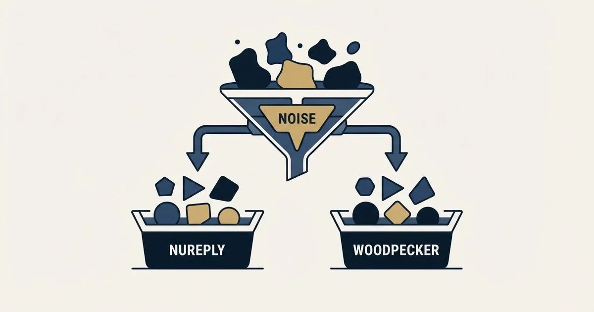 Editorial illustration for NuReply vs Woodpecker
