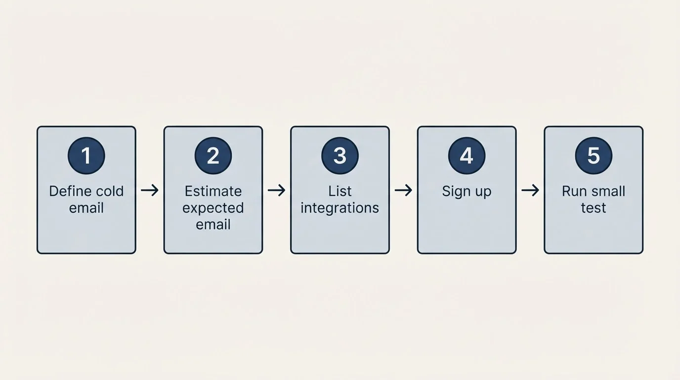 Step sequence: Getting Started Checklist (Define cold email, Estimate expected email, List integrations, Sign up)