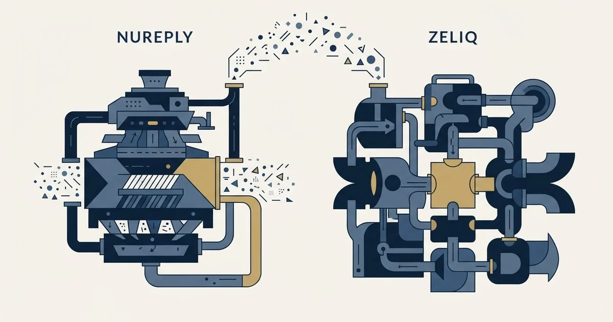 Editorial illustration for NuReply vs Zeliq