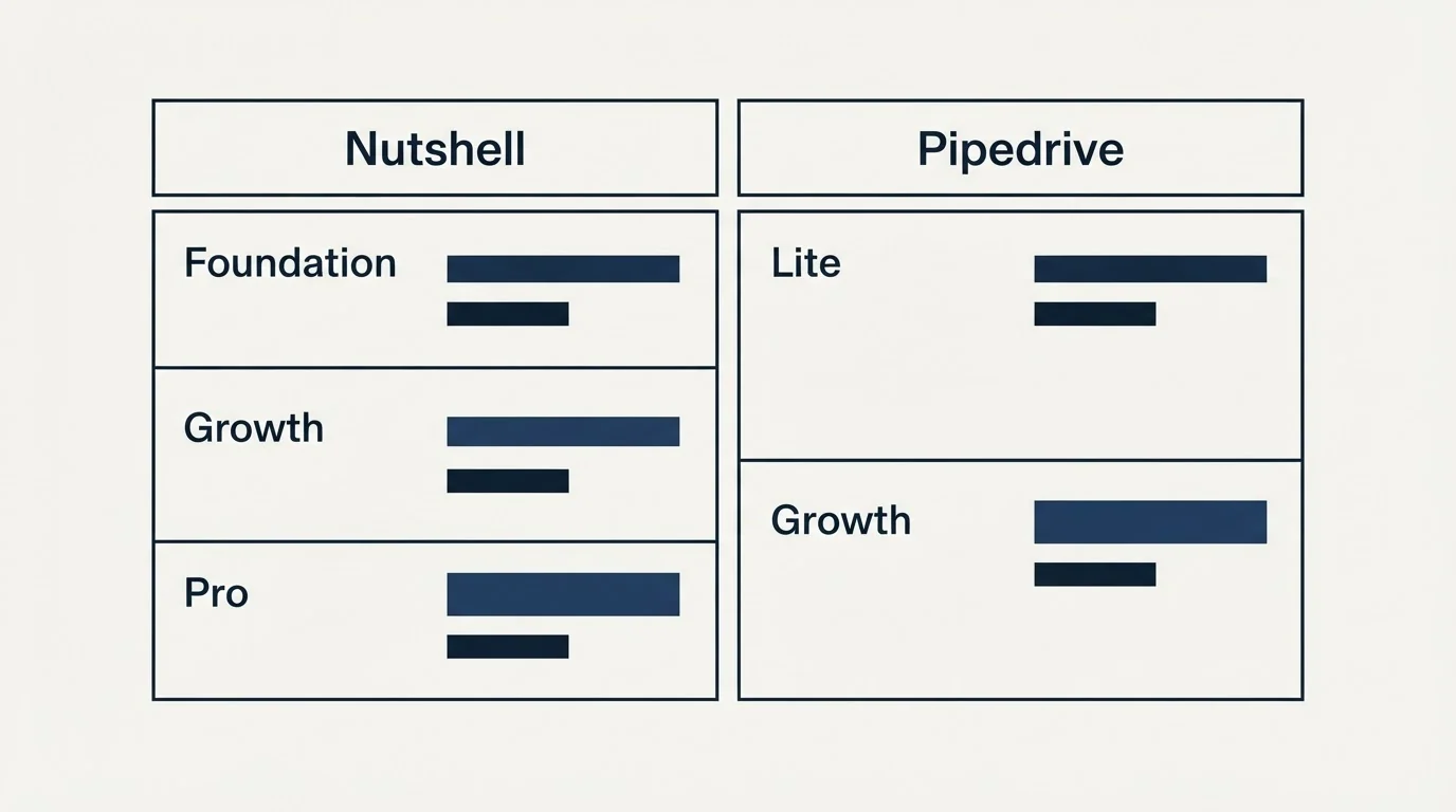 Pricing table: Pricing Comparison (Nutshell, Pipedrive, Foundation, Lite)