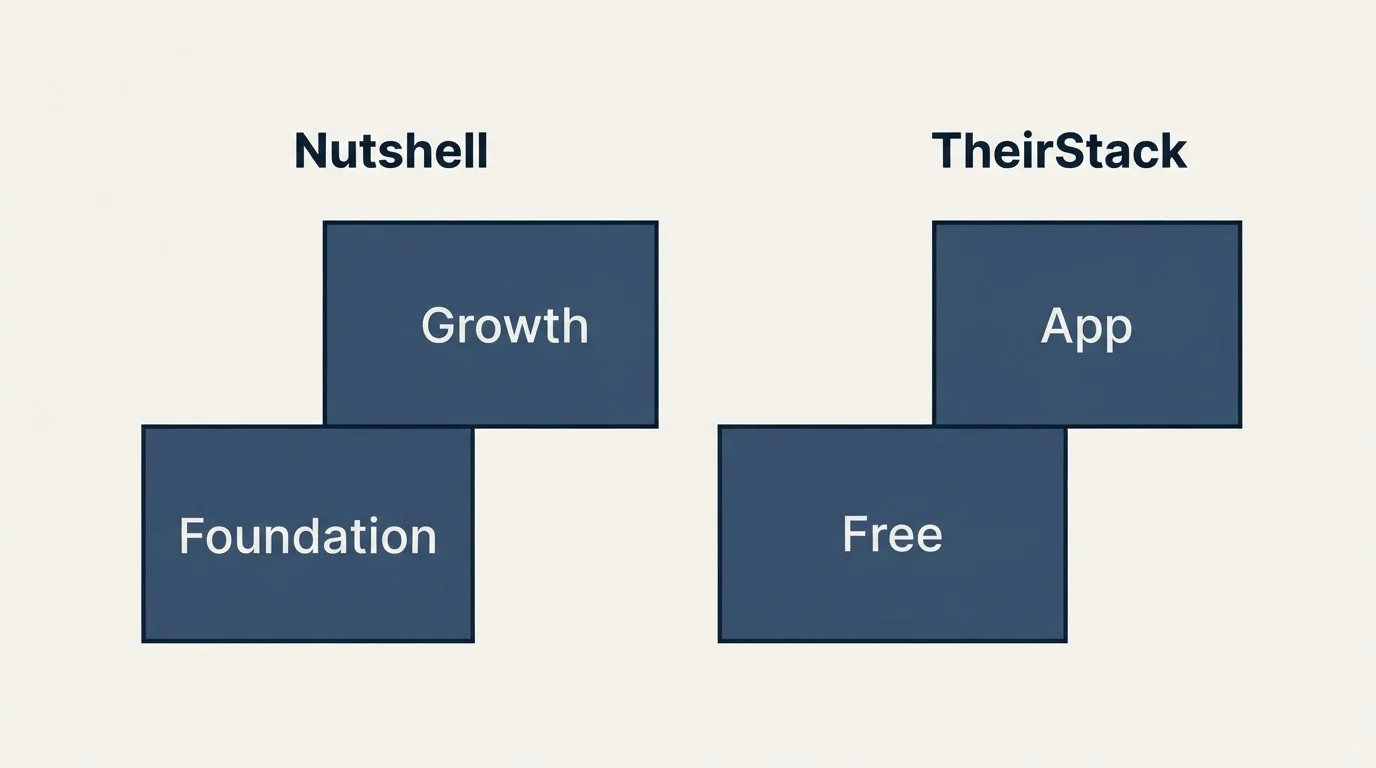 Pricing ladder: Pricing Comparison (Nutshell, TheirStack, Foundation, Free)
